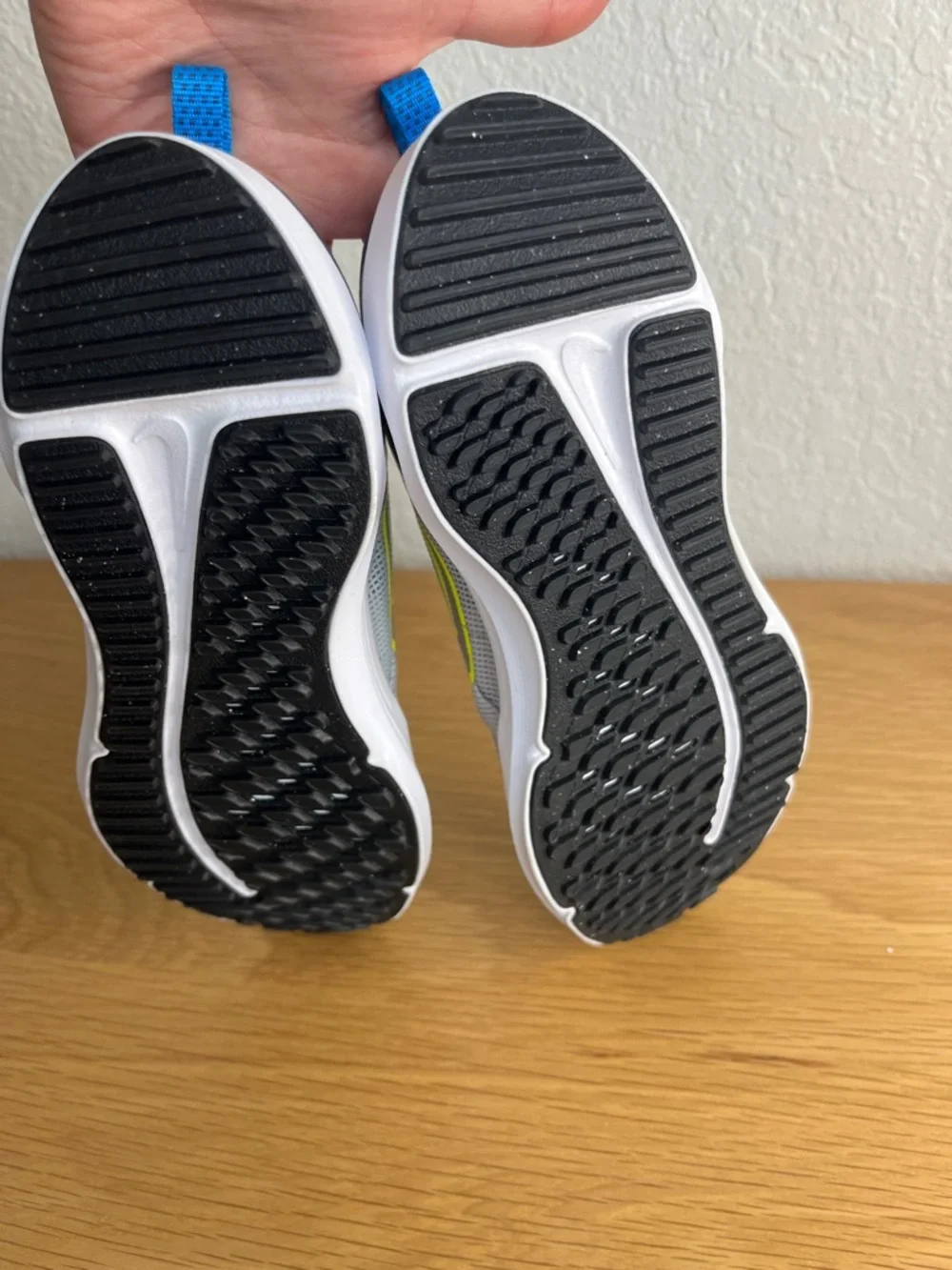 Nike Kids Gray, Blue & Neon Yellow Athletic Sneakers